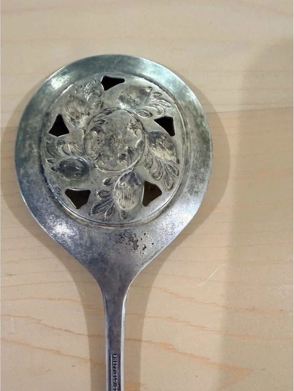 Vintage Silver Plated Sheffield England Decorative Serving Spoon